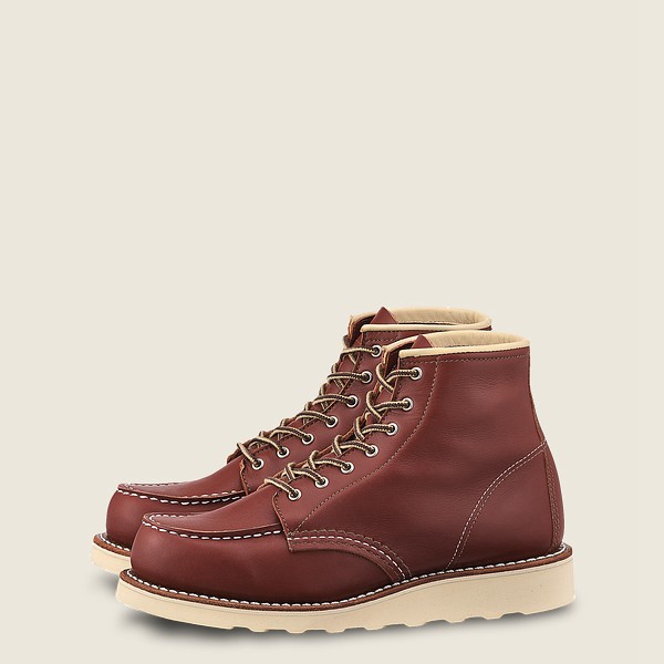 Red Wing Womens 6-inch Classic Moc - Short Atanado Leather - Heritage Boots Burgundy - 4359IHDGC